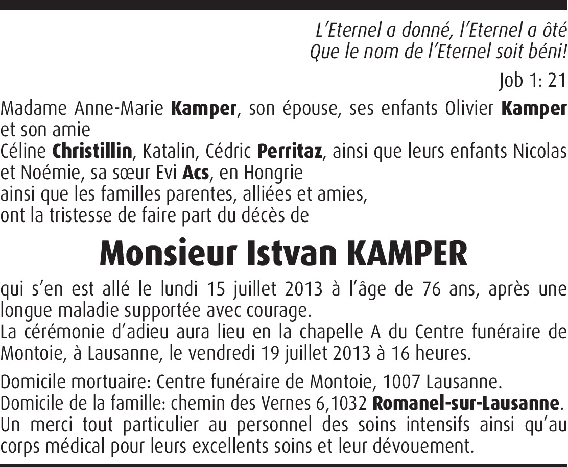 Istvan Kamper Hommages