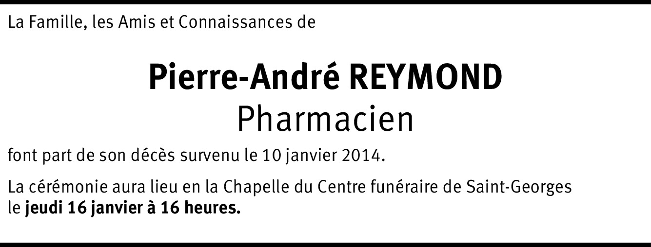 PierreAndré Reymond Hommages