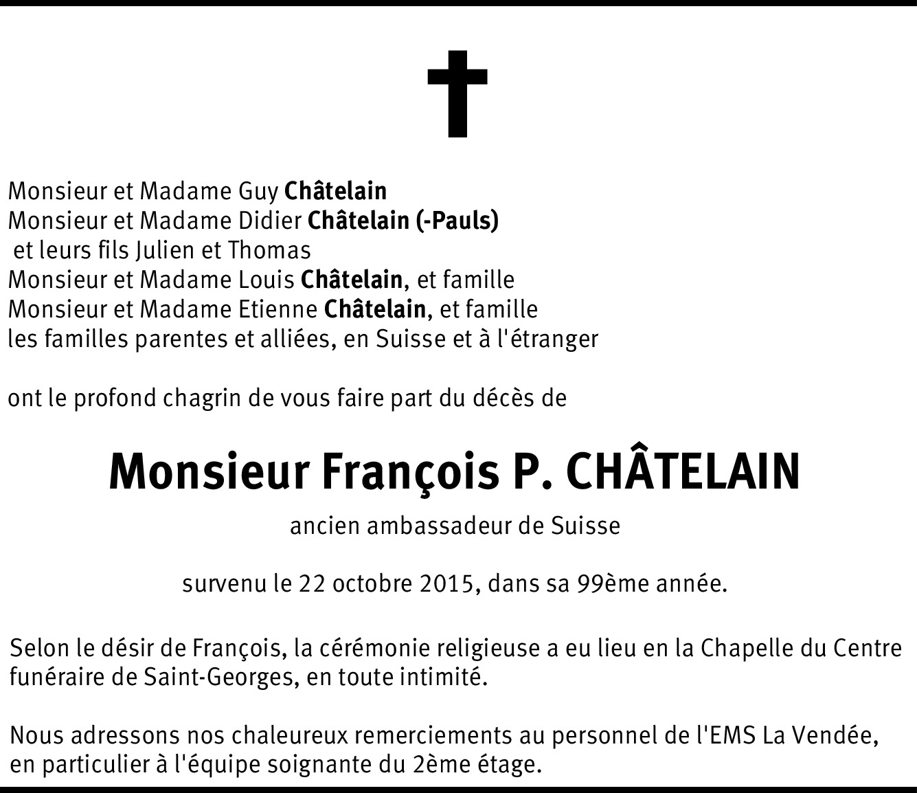 François P. Châtelain Hommages