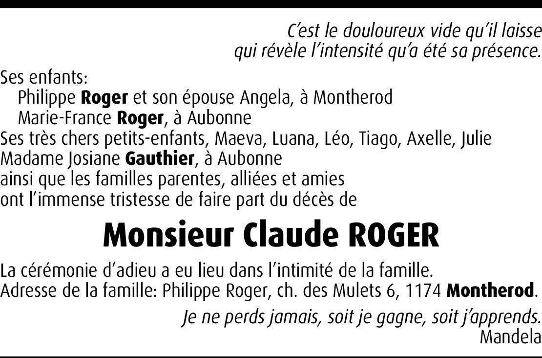 Claude Roger Hommages