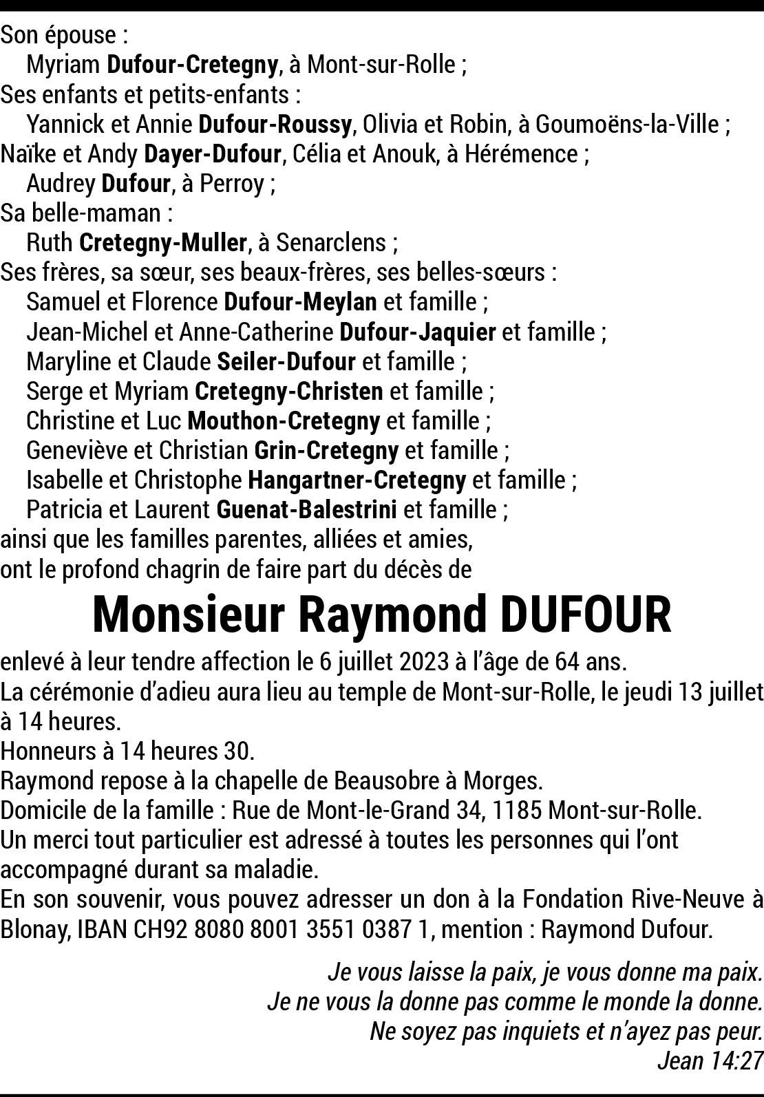 Raymond Dufour Hommages