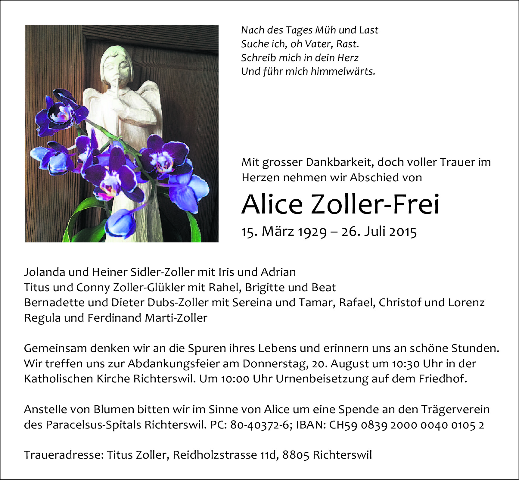 Alice ZollerFrei Hommages