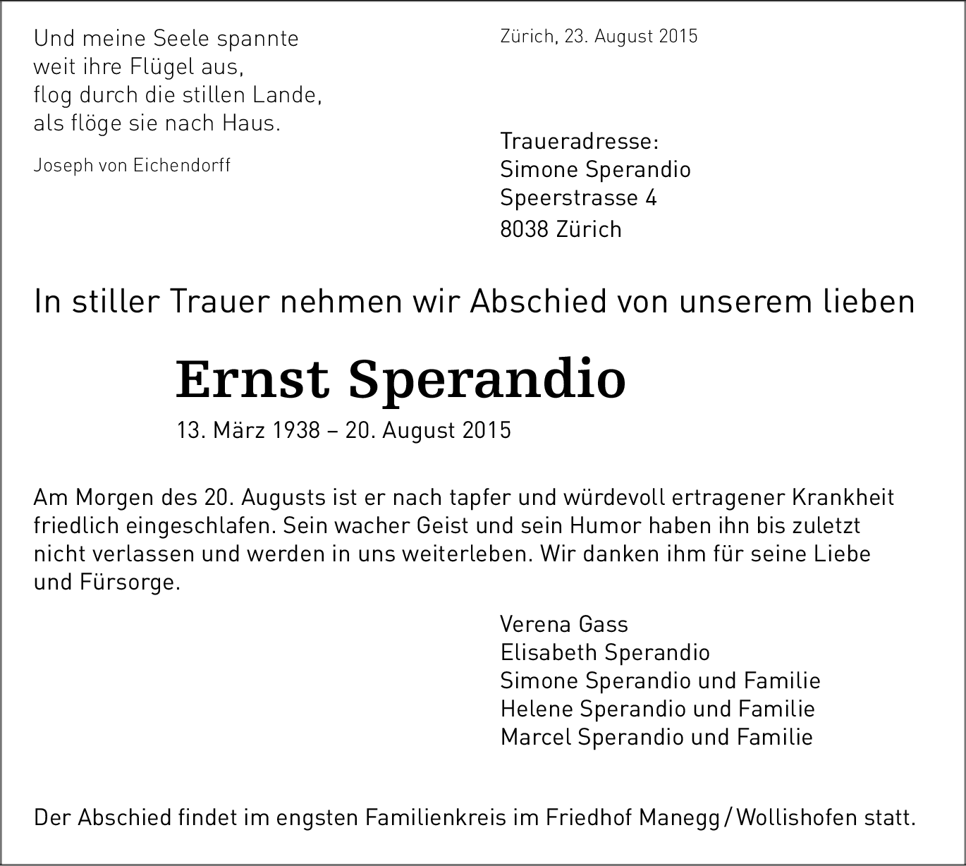 Ernst Sperandio Hommages