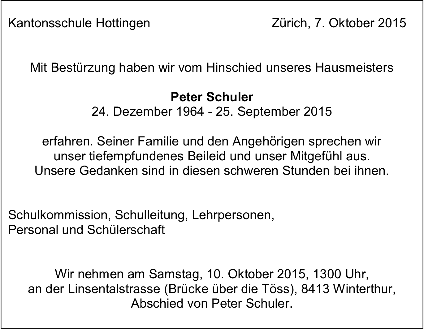 Peter Schuler Hommages