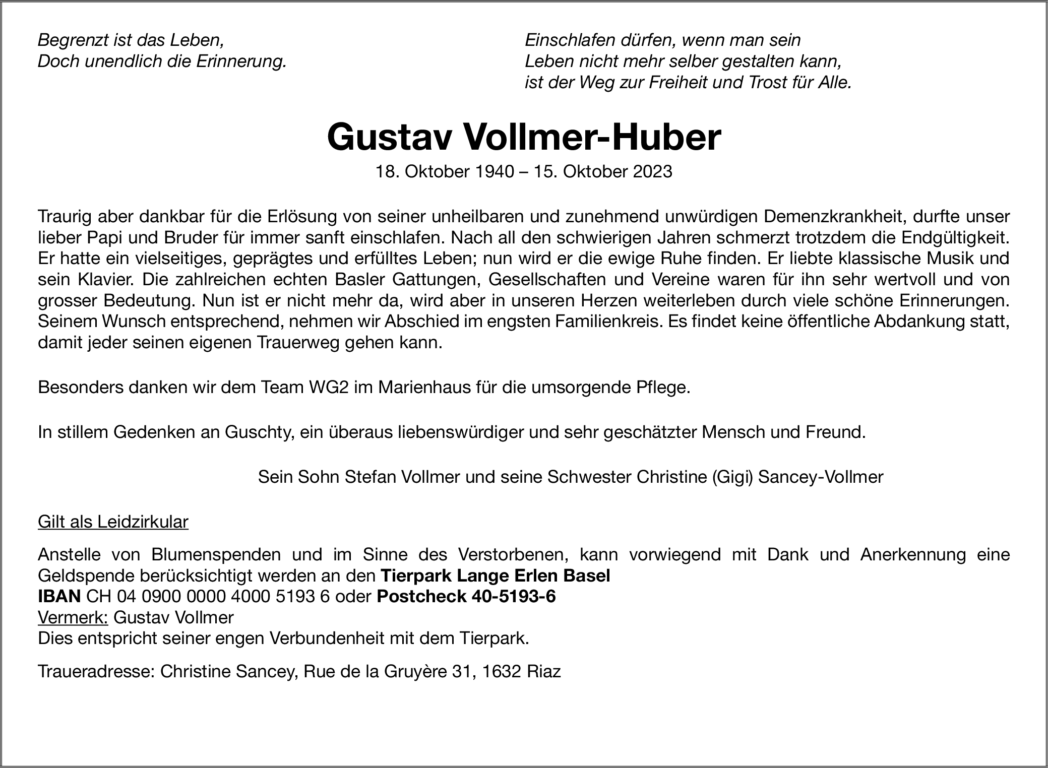 Gustav VollmerHuber Hommages