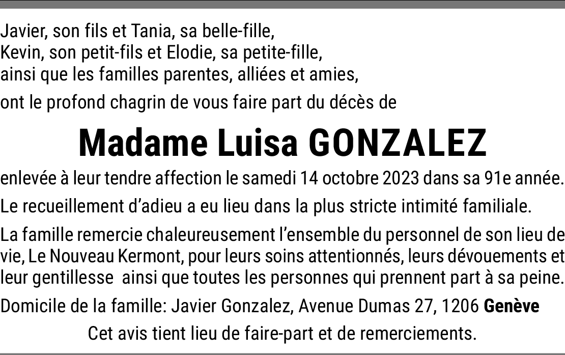 Luisa Gonzalez Hommages