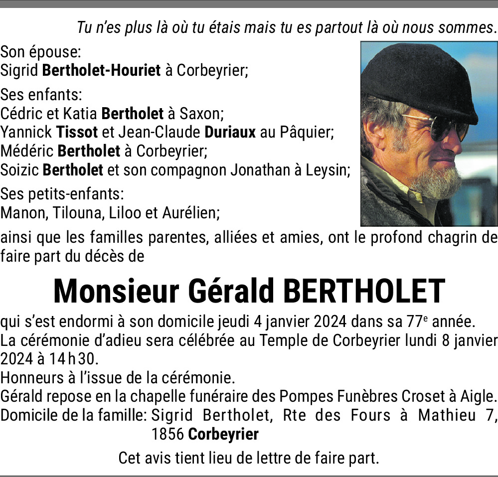Gérald Bertholet Hommages