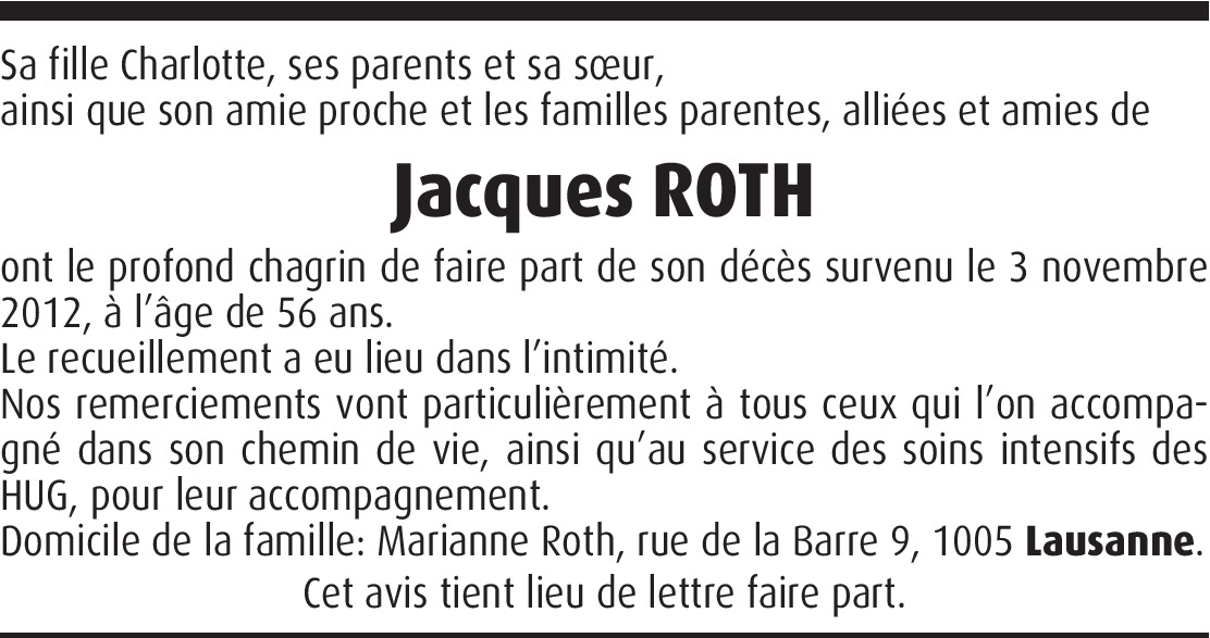 Jacques Roth Hommages